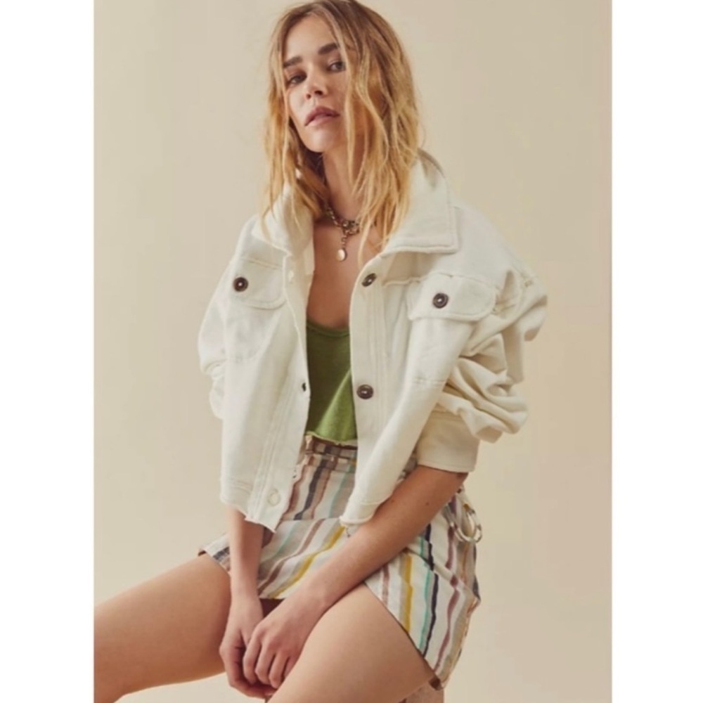 We The Free Saturday Cropped Shacket in Ivory